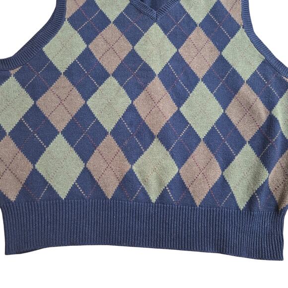 American Living Mens Vtg Y2K Prep Golf Argyle Cotton V Neck Knit Sweater Vest M - Picture 3 of 8